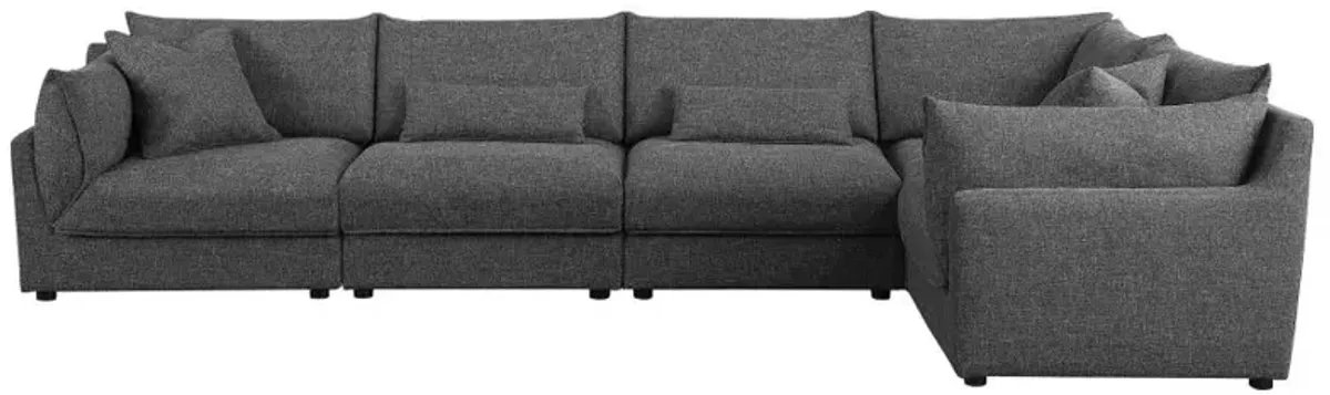 Sasha 5-piece Upholstered Modular Sectional Sofa Barely Black