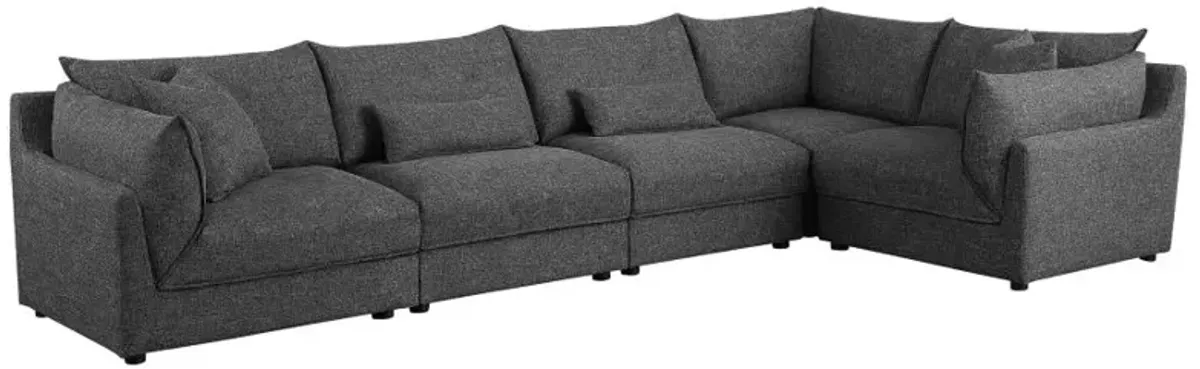 Sasha 5-piece Upholstered Modular Sectional Sofa Barely Black