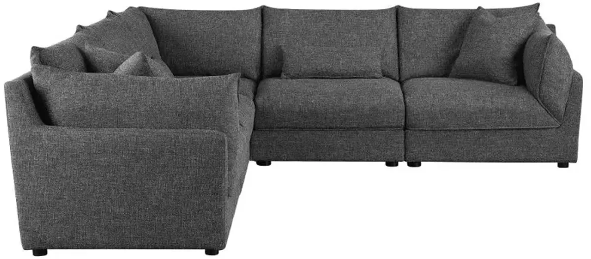 Sasha 5-piece Upholstered Modular Sectional Sofa Barely Black