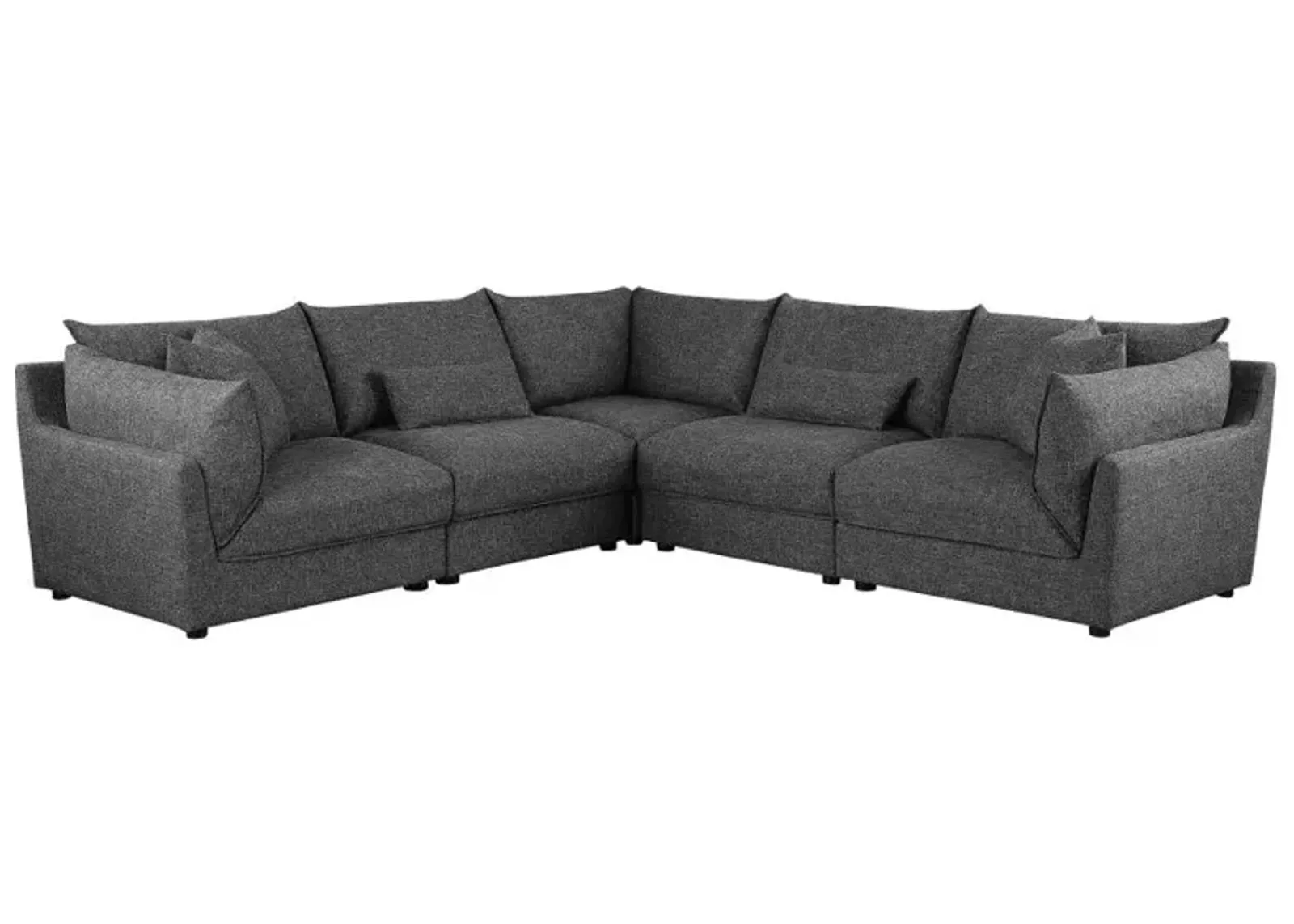 Sasha 5-piece Upholstered Modular Sectional Sofa Barely Black