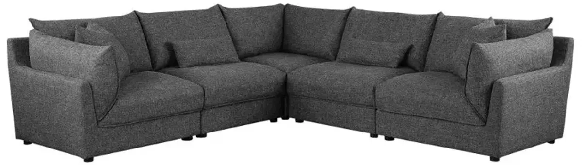 Sasha 5-piece Upholstered Modular Sectional Sofa Barely Black