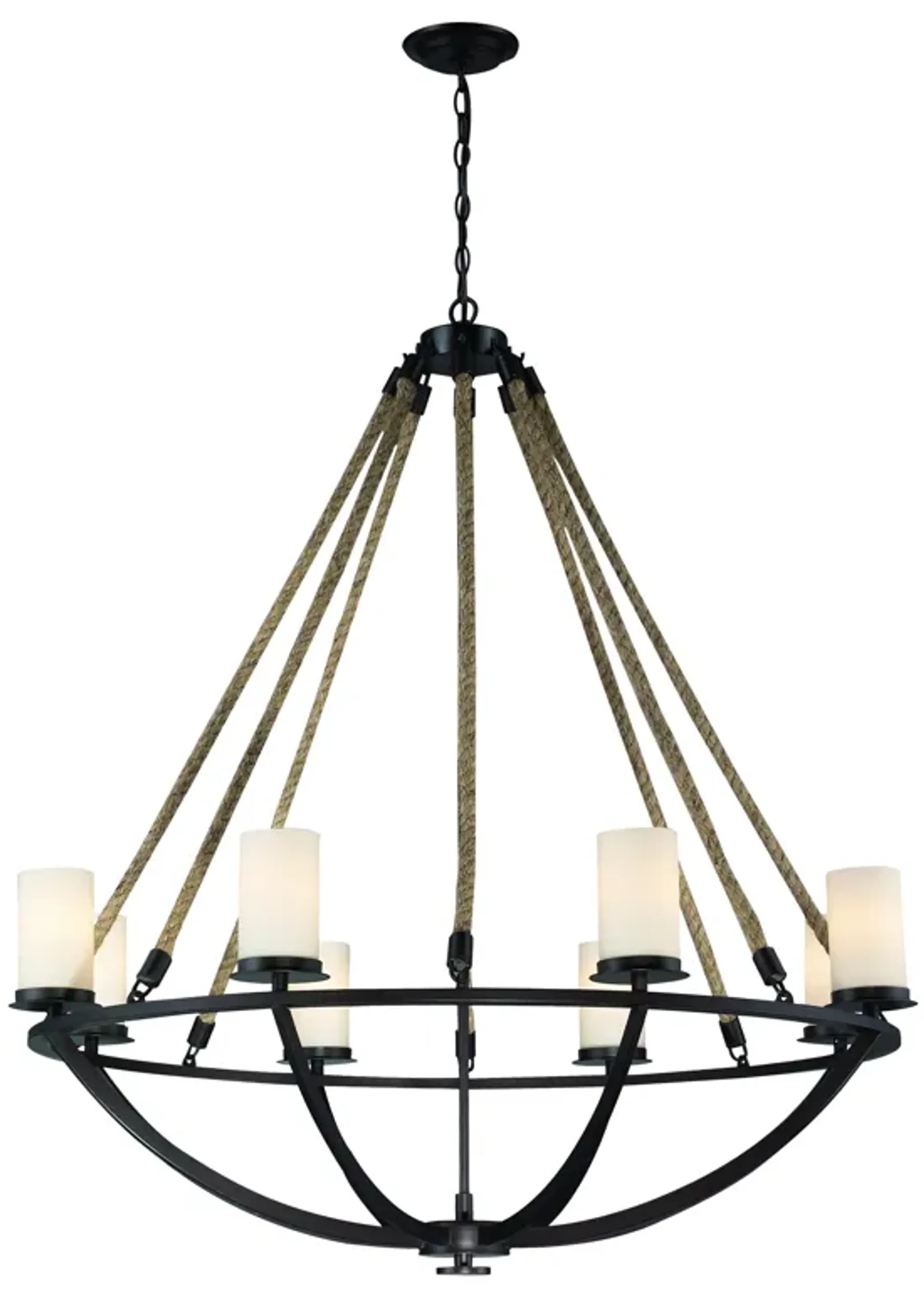 Natural Rope 41" Wide 8-Light Chandelier - Aged Bronze