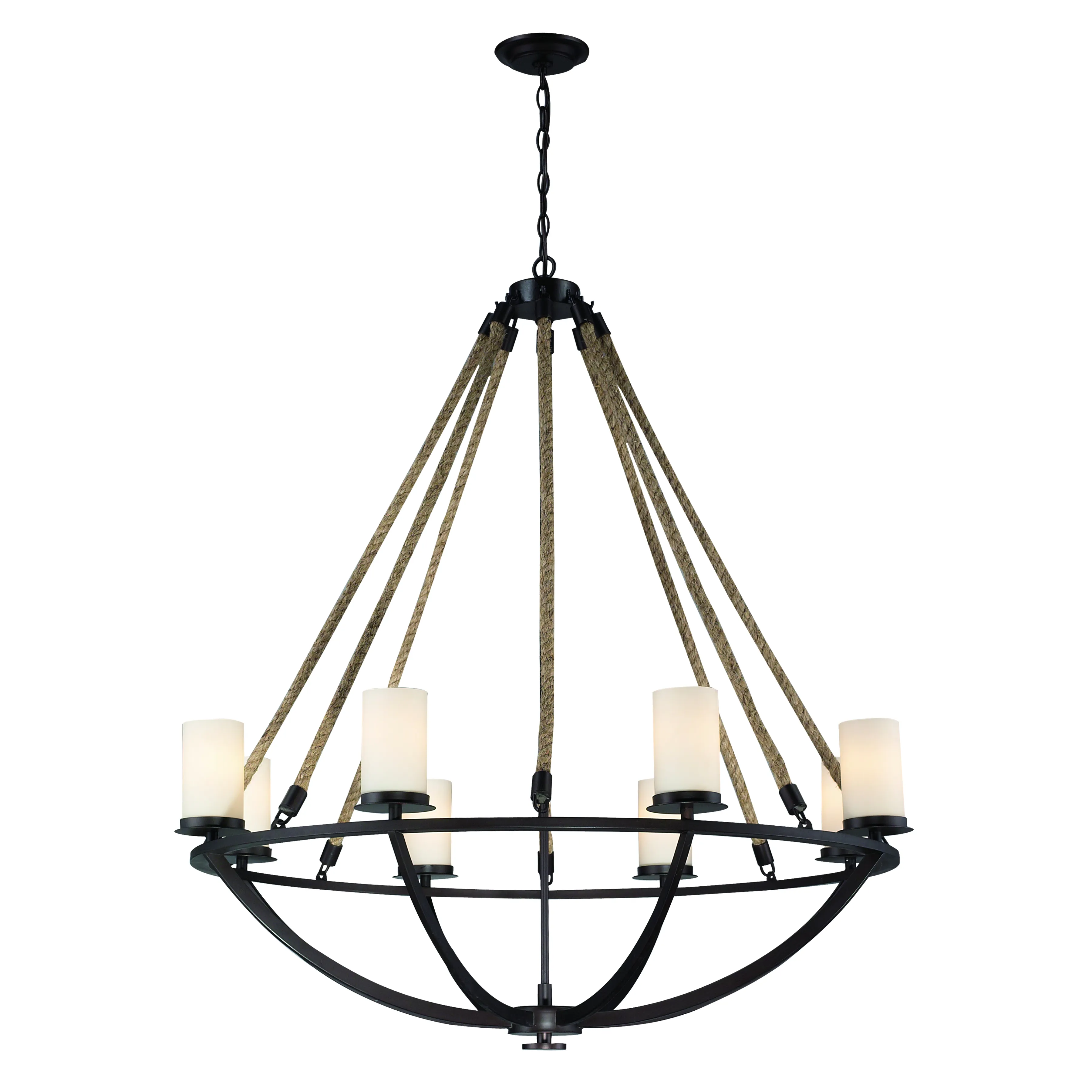 Natural Rope 41" Wide 8-Light Chandelier - Aged Bronze