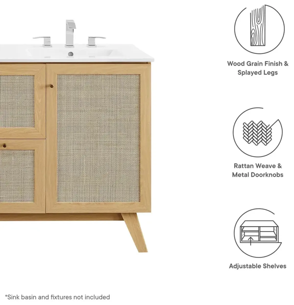 Soma 48" Single or Double Sink Compatible Bathroom Vanity Cabinet (Sink Basin Not Included)