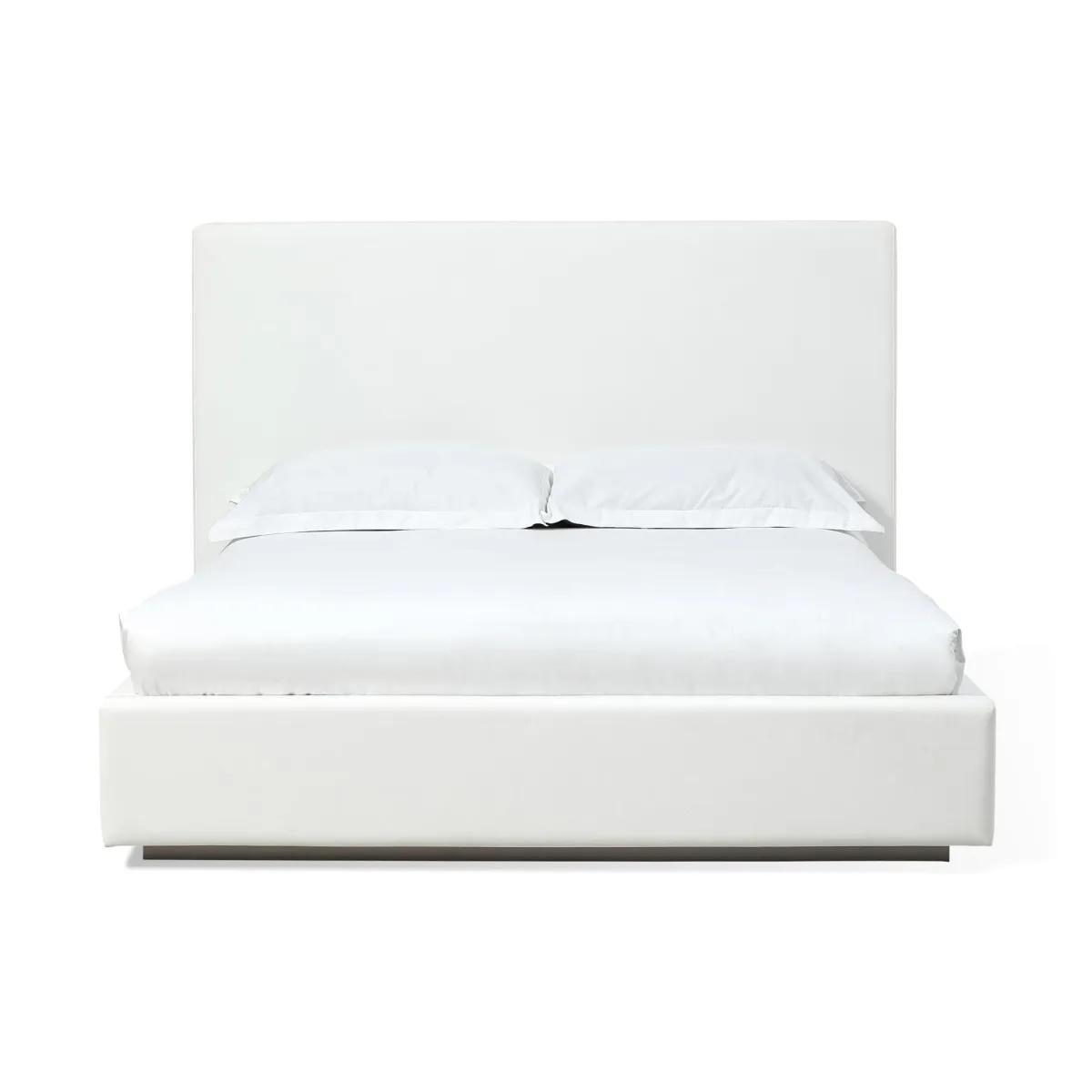 One Upholstered California King-size Platform Bed in Pearl