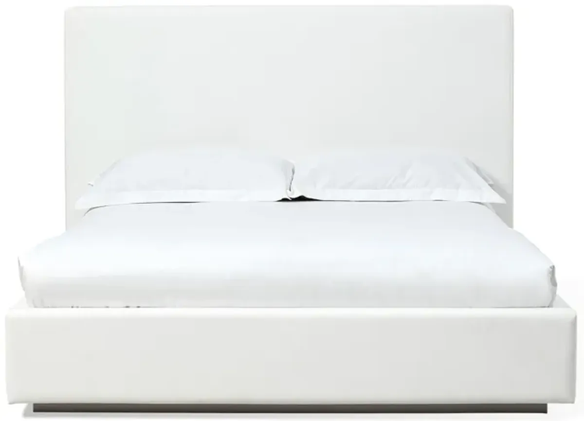 One Upholstered California King-size Platform Bed in Pearl