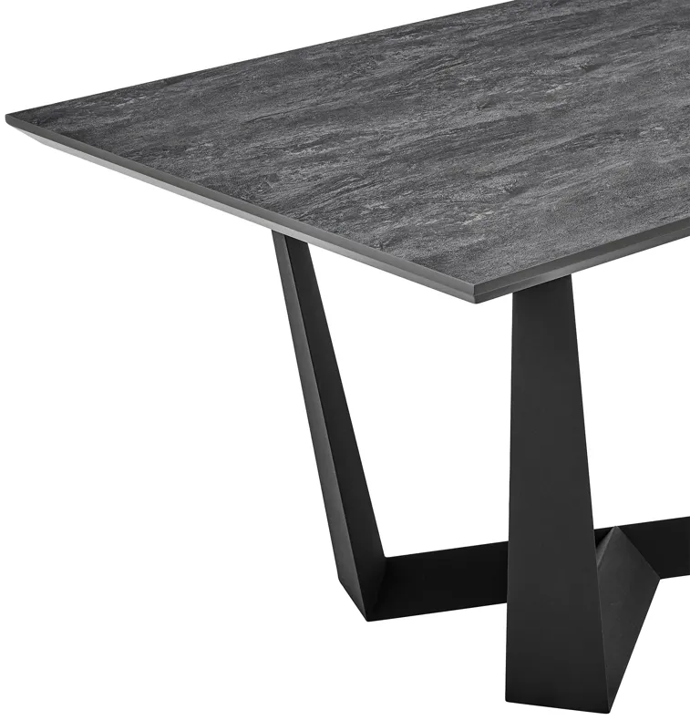 Radford Dark Gray Rectangular Dining Table with Black Finish