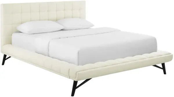 Julia Queen Biscuit Tufted Upholstered Fabric Platform Bed