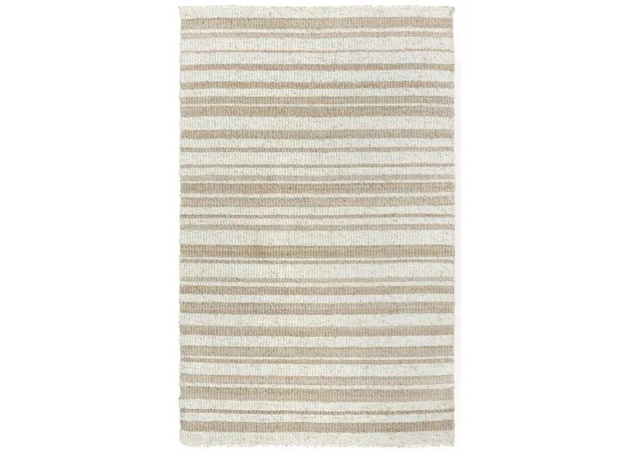 Capri Ivory/Beige Stripe Polyester/Wool Blend 5' x 7'6" Rectangle Rug