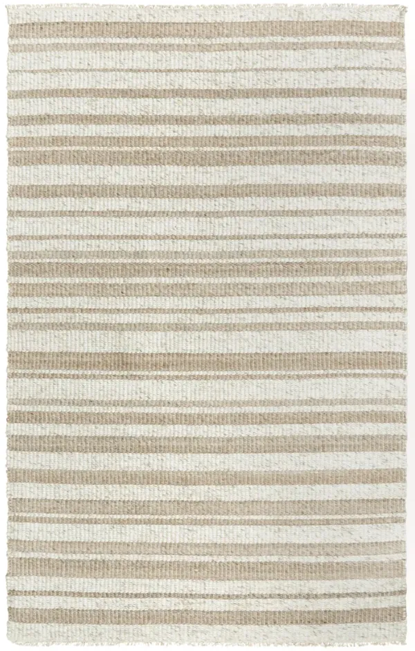 Capri Ivory/Beige Stripe Polyester/Wool Blend 5' x 7'6" Rectangle Rug