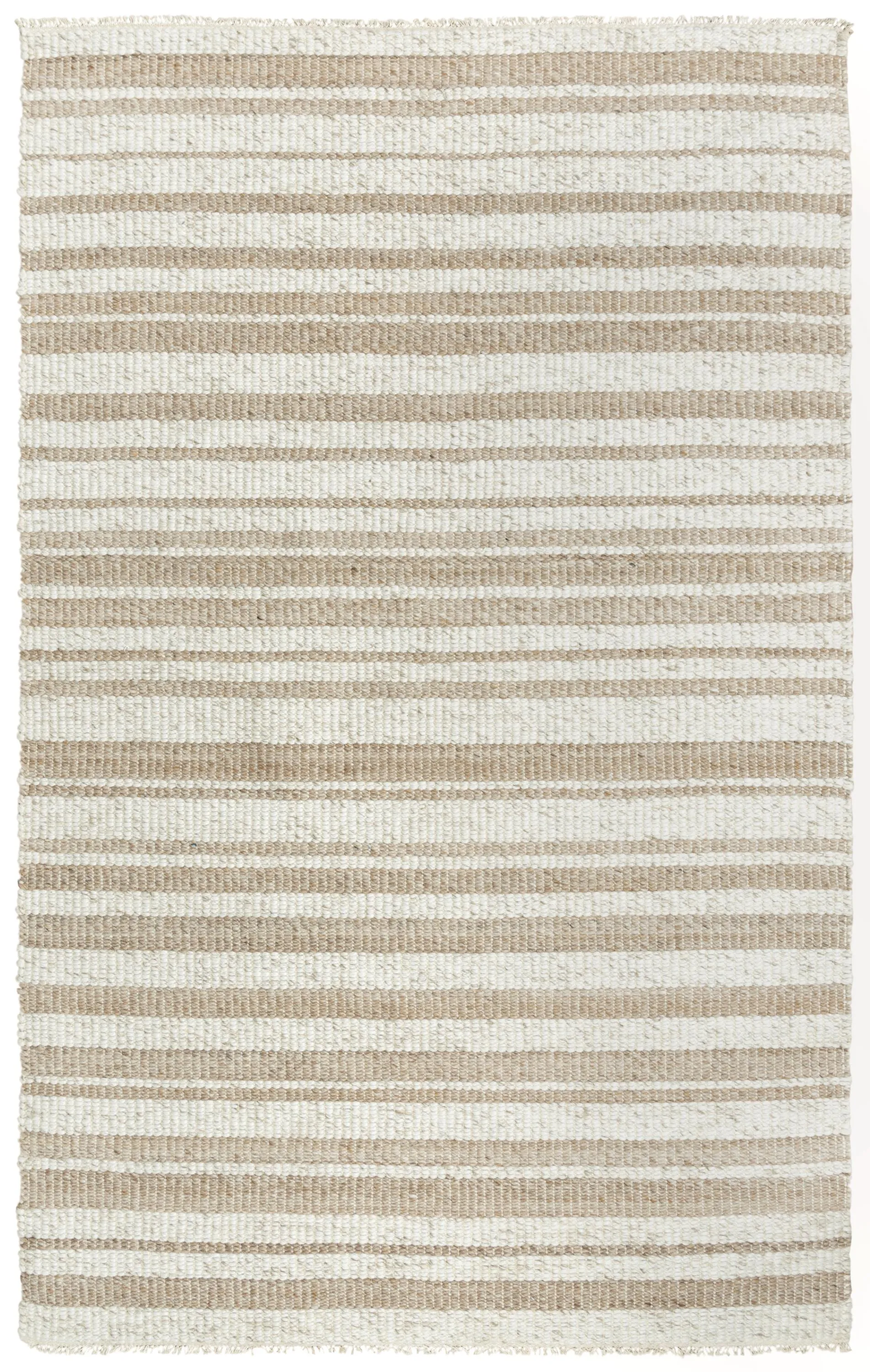 Capri Ivory/Beige Stripe Polyester/Wool Blend 5' x 7'6" Rectangle Rug