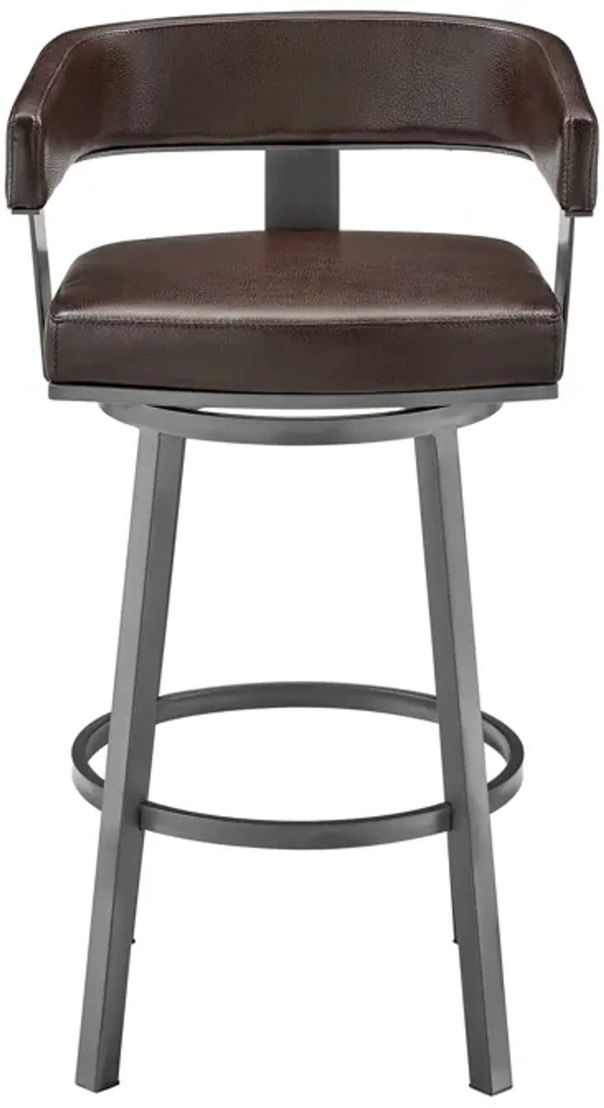 Lorin 26" Counter Height Swivel Bar Stool in Java Brown Finish and Chocolate Faux Leather