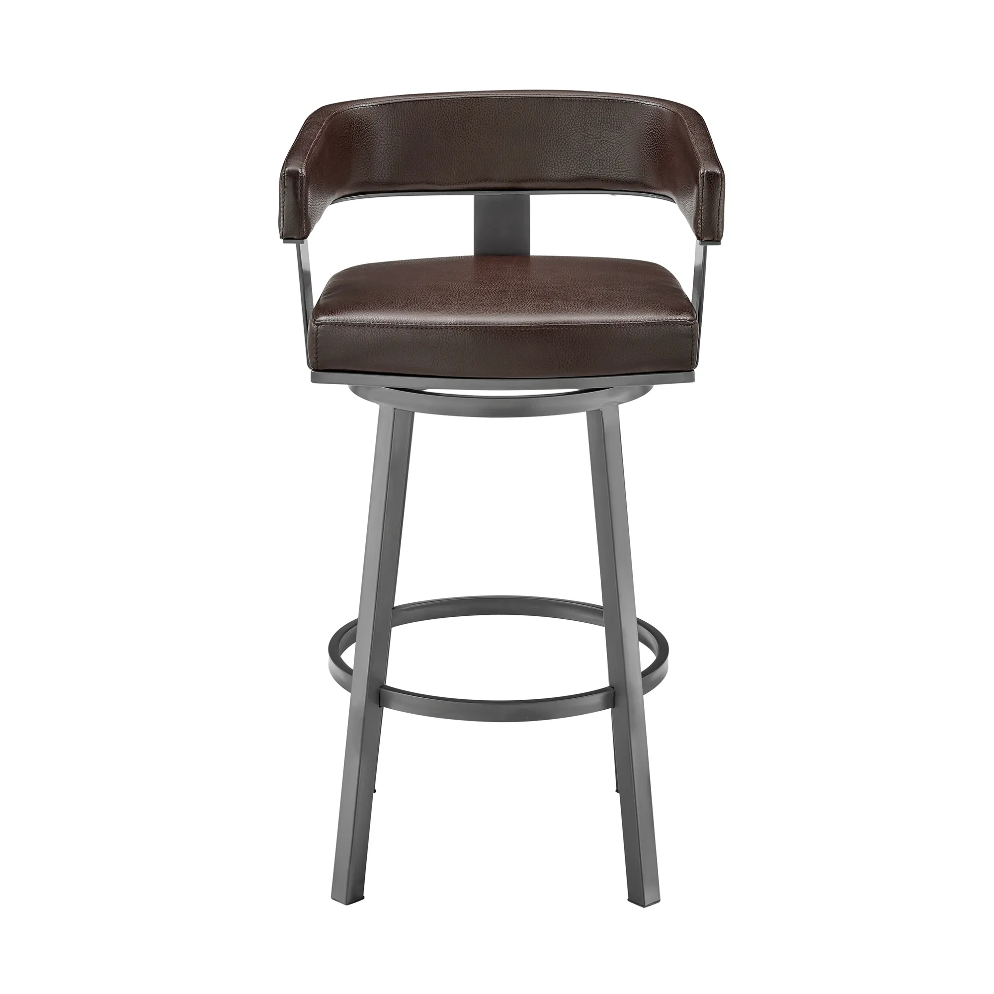 Lorin 26" Counter Height Swivel Bar Stool in Java Brown Finish and Chocolate Faux Leather