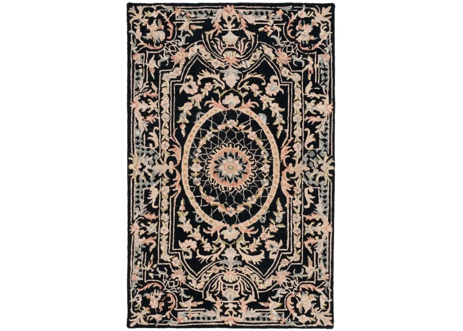 AUBUSSON 201 BLACK  5' x 8' Medium Rectangle Rug