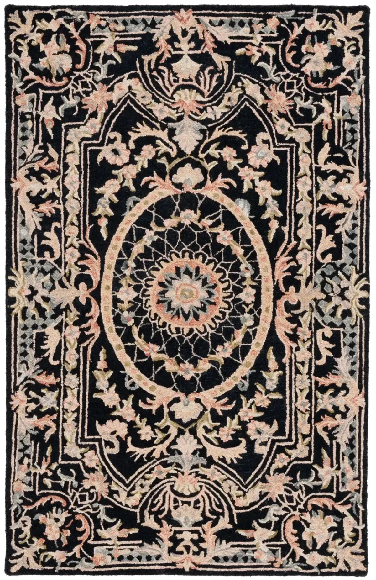 AUBUSSON 201 BLACK  5' x 8' Medium Rectangle Rug