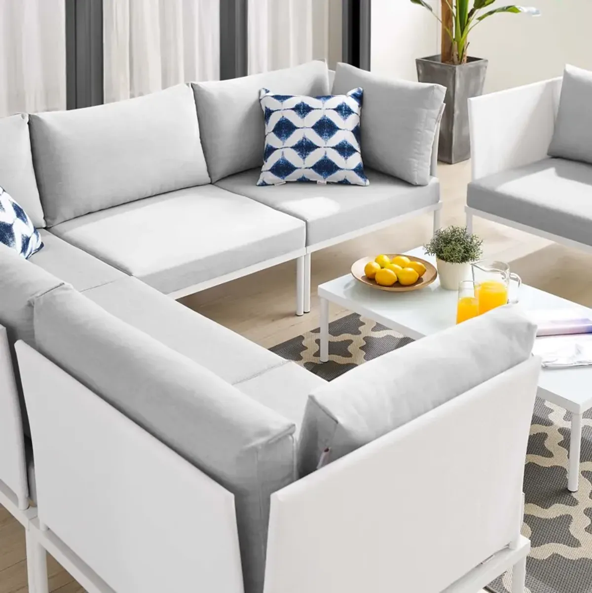 Harmony 7-Piece  Sunbrella® Outdoor Patio Aluminum Sectional Sofa Set