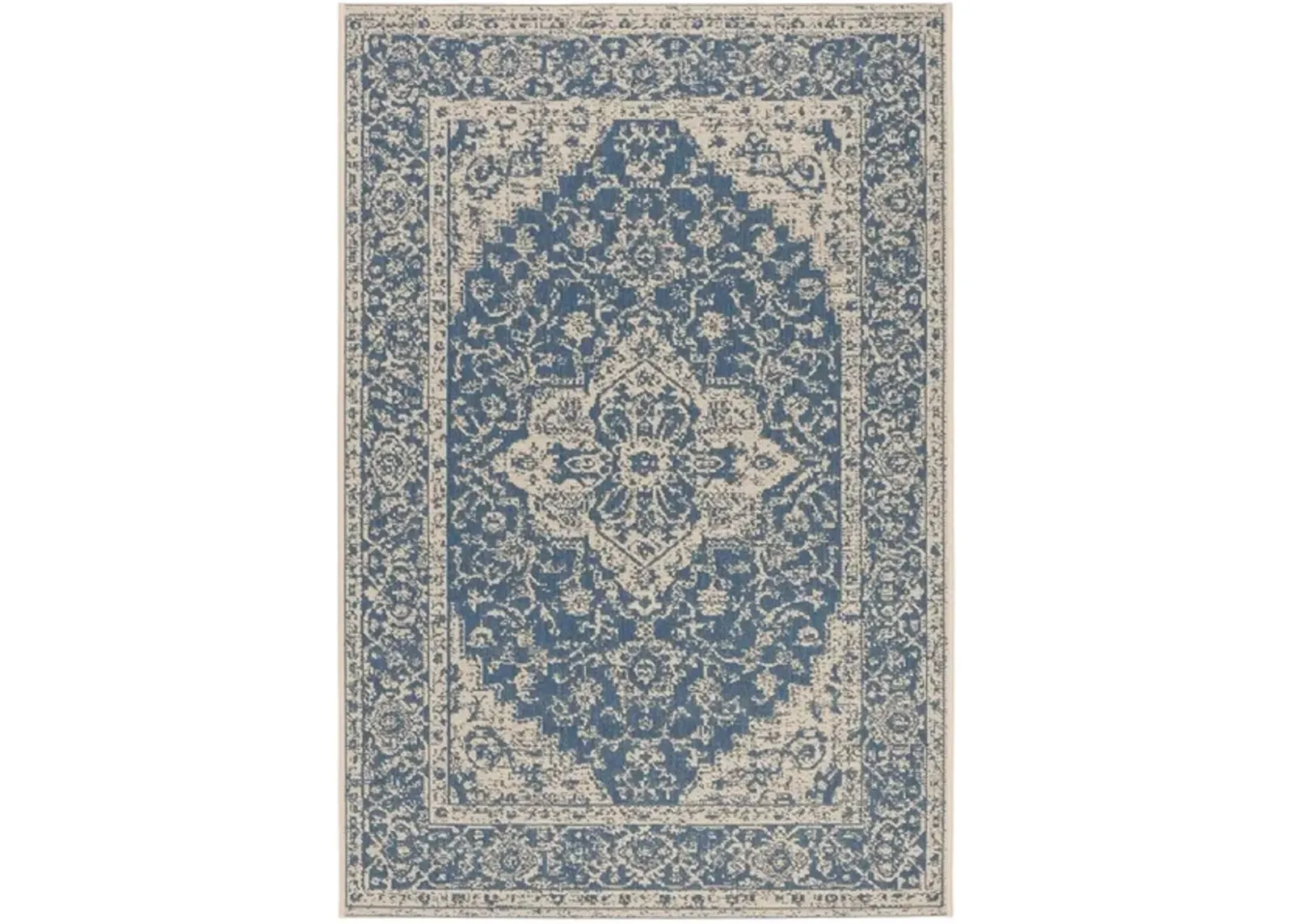 Safavieh BEACH HOUSE Collection BHS137M-5 Blue / Creme 5'-3" X 7'-6"