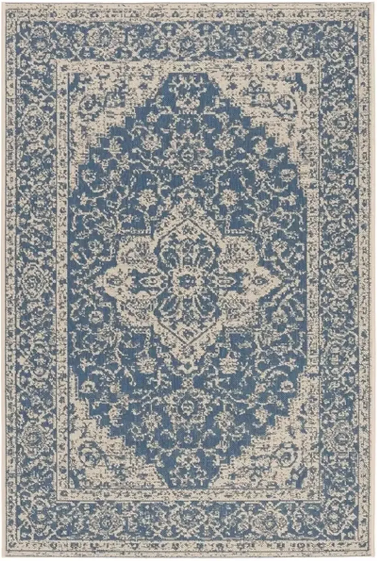 Safavieh BEACH HOUSE Collection BHS137M-5 Blue / Creme 5'-3" X 7'-6"