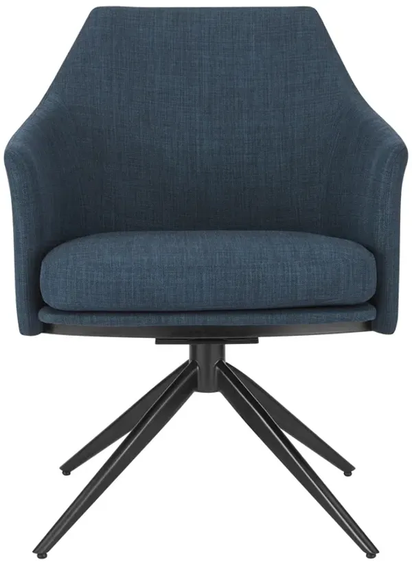 Signa Armchair in Blue Fabric with Black Steel Base - Set of 1