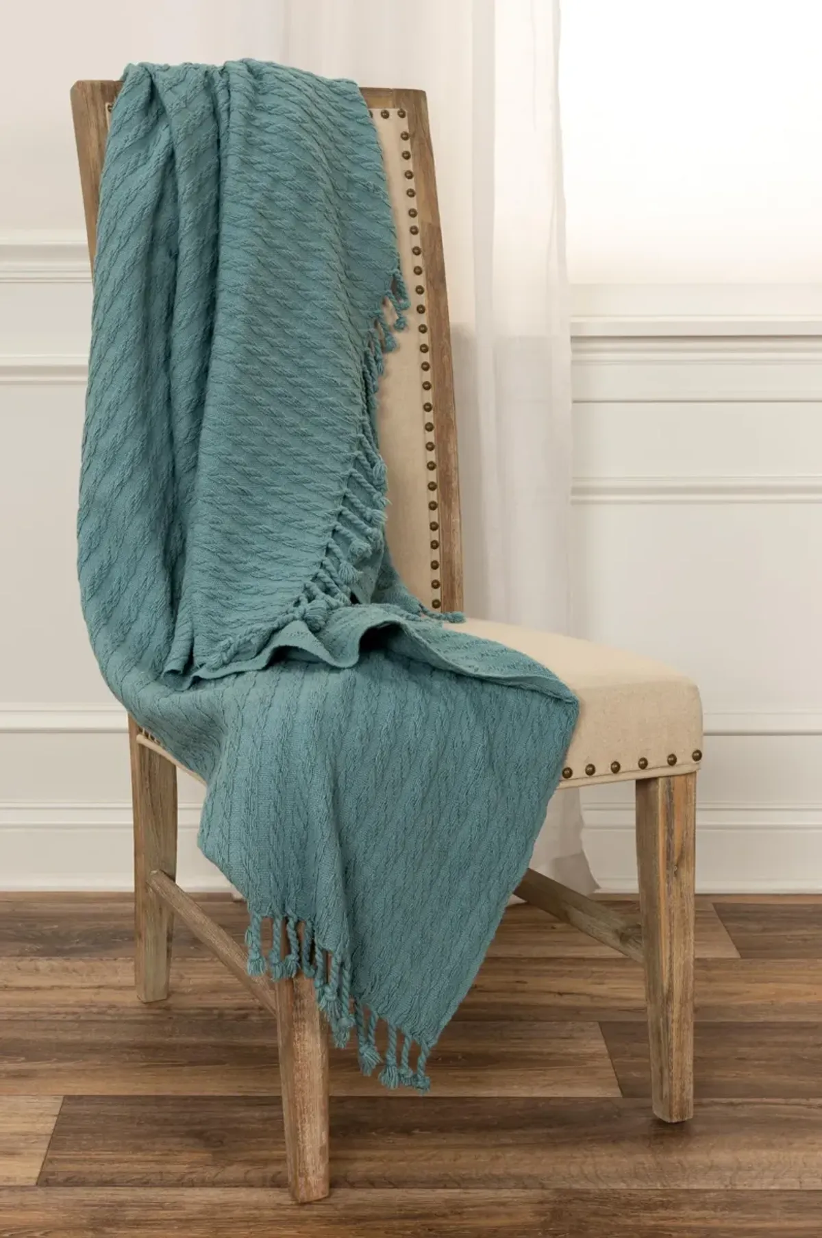 Cable Knit Teal  Throw