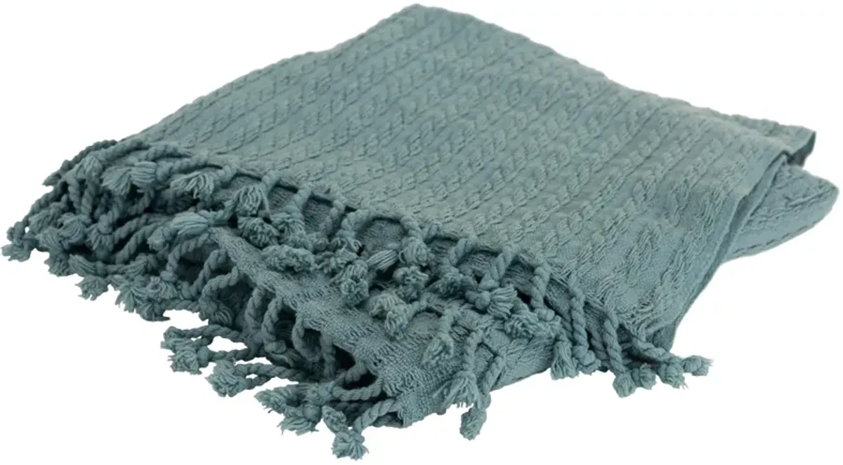 Cable Knit Teal  Throw