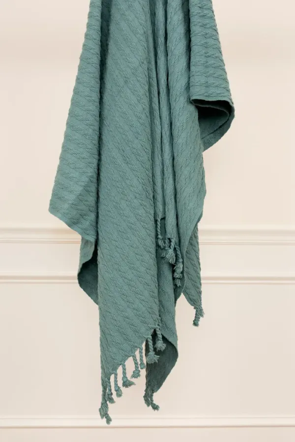 Cable Knit Teal  Throw