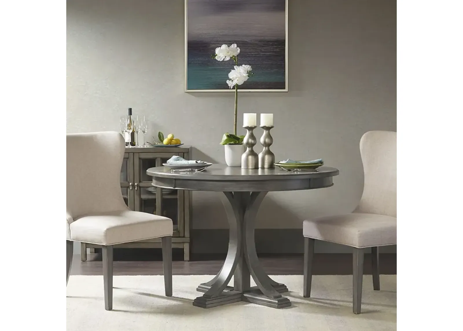 Madison Park Signature Helena Grey Round Dining Table