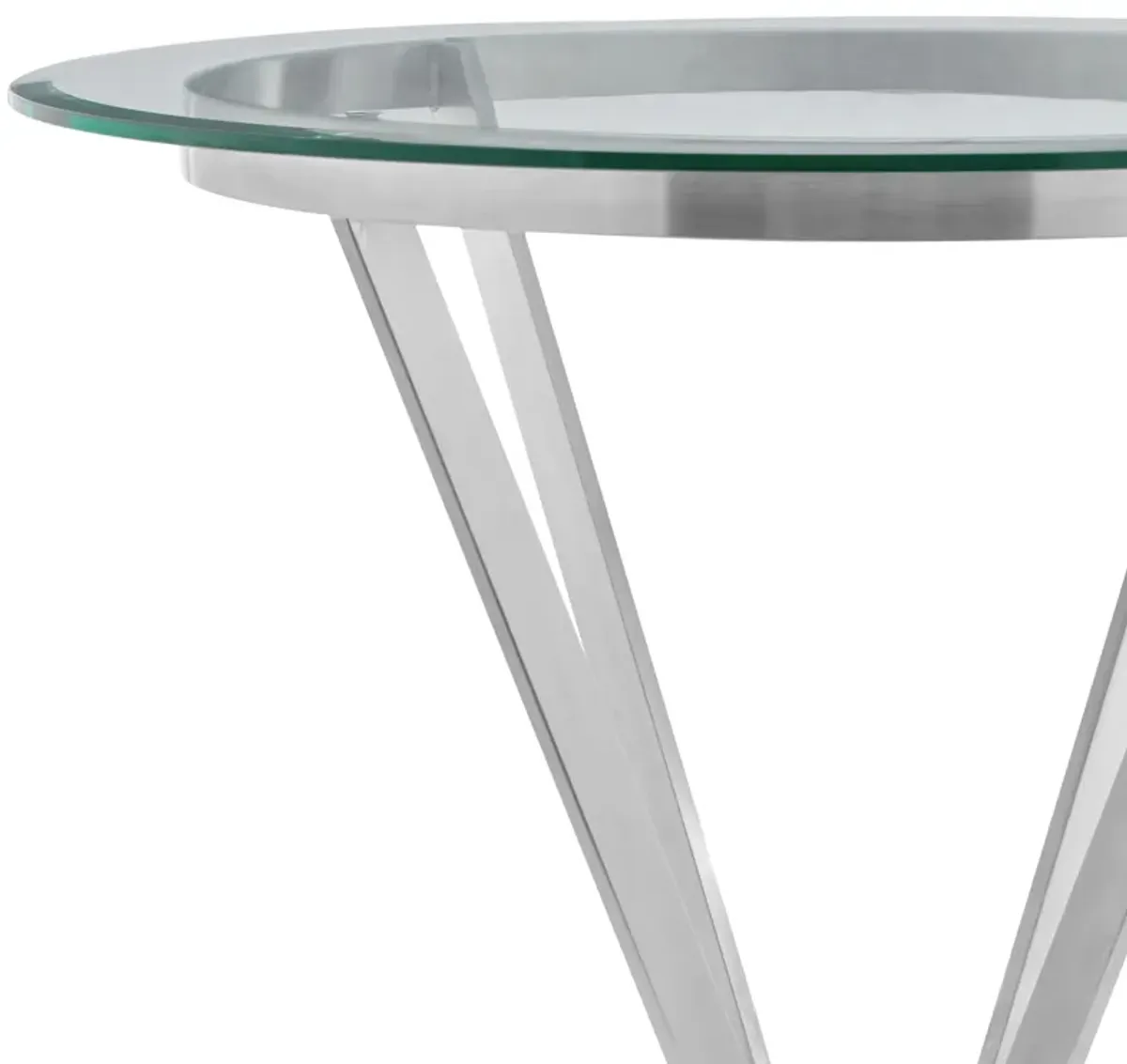 Naomi Round Glass and Brushed Stainless Steel Bar Table