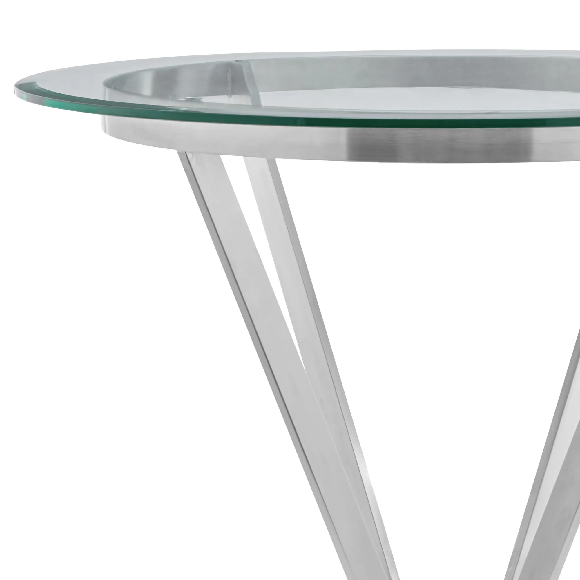 Naomi Round Glass and Brushed Stainless Steel Bar Table