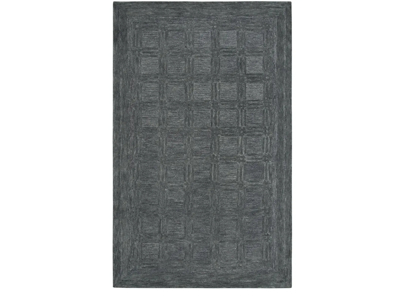 Fifth Avenue Dark Gray Squares Wool 5' x 8' Rectangle Rug