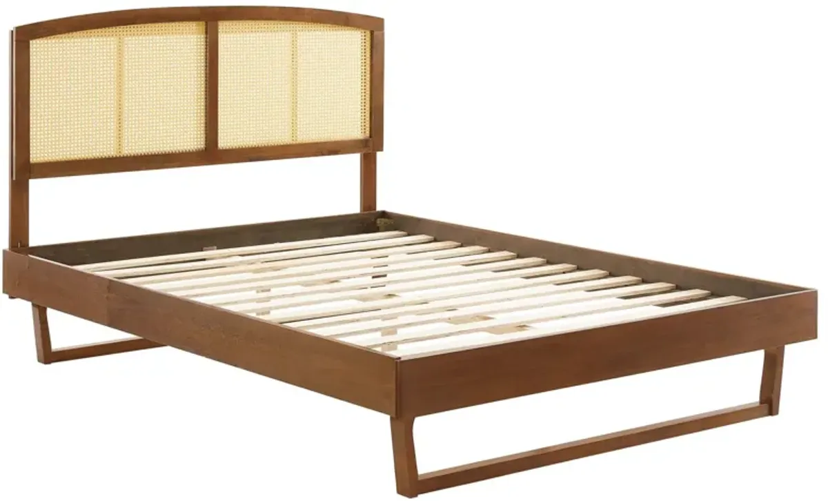 Sierra Cane and Wood Queen Platform Bed With Angular Legs