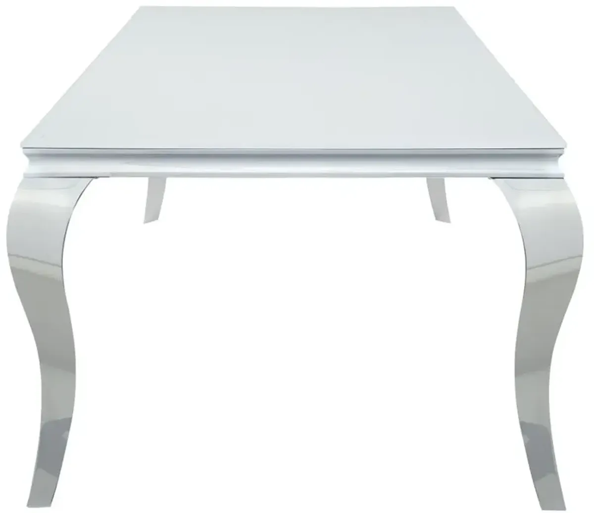 Carone Rectangular Glass Top Dining Table White and Chrome