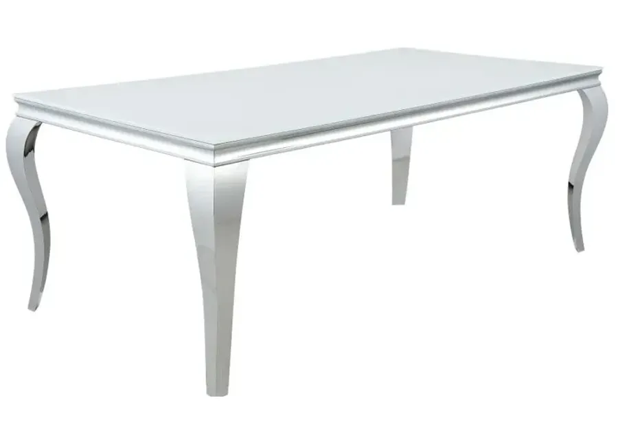 Carone Rectangular Glass Top Dining Table White and Chrome