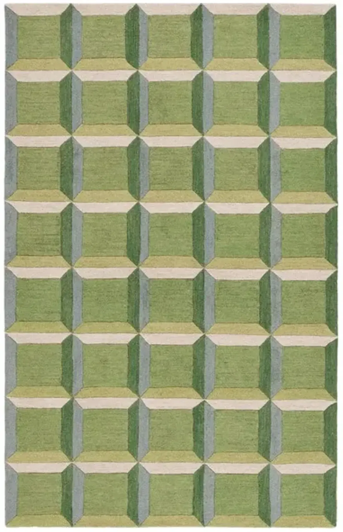 GENRE 101 CHECKERED Green  4' X 6' Small Rectangle Rug