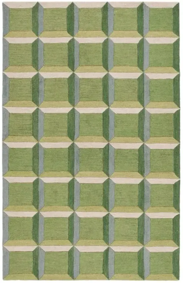 GENRE 101 CHECKERED Green  4' X 6' Small Rectangle Rug