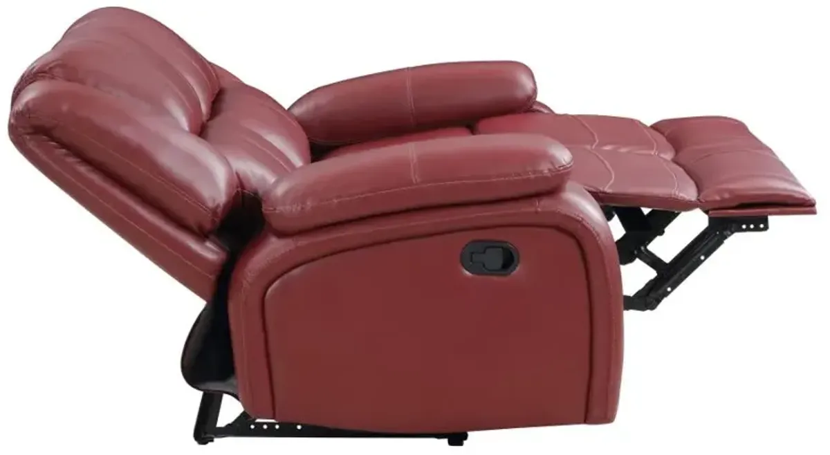 Camila Upholstered Motion Reclining Loveseat Red Faux Leather