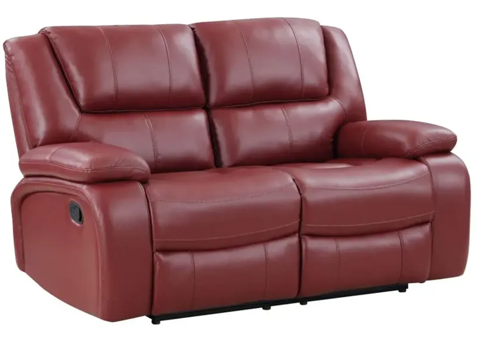 Camila Upholstered Motion Reclining Loveseat Red Faux Leather