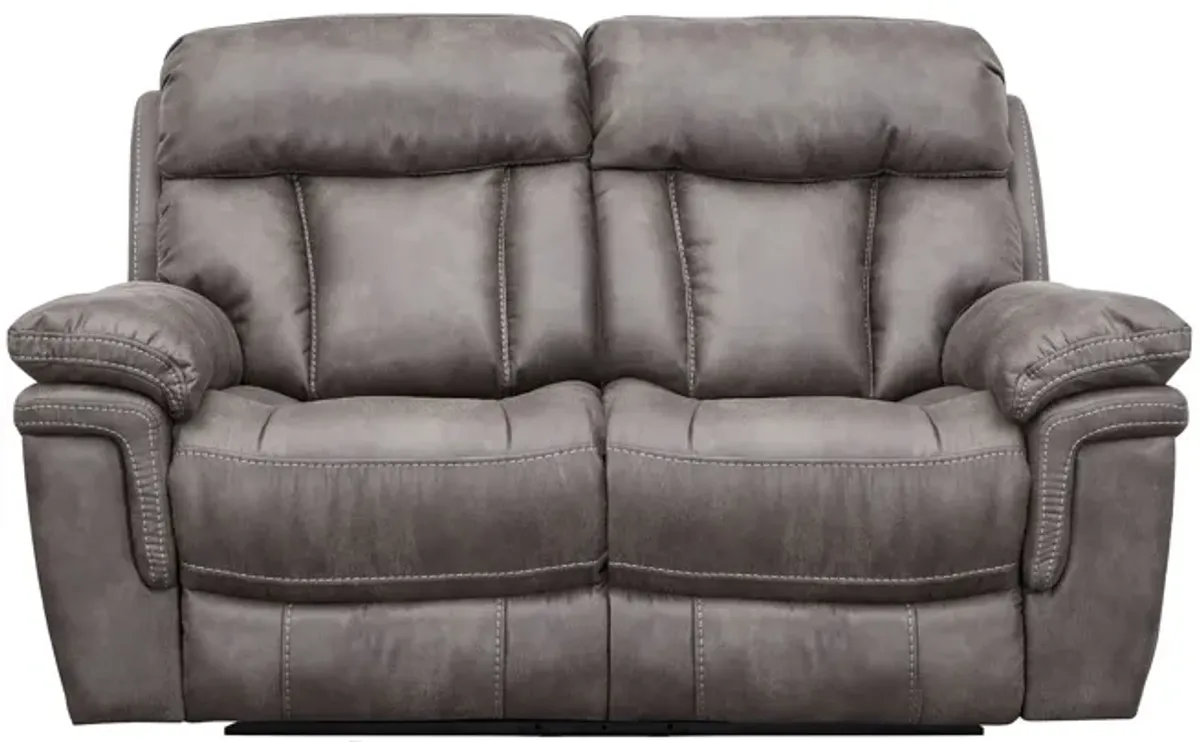 Estelle Power Loveseat in Gunmetal Fabric