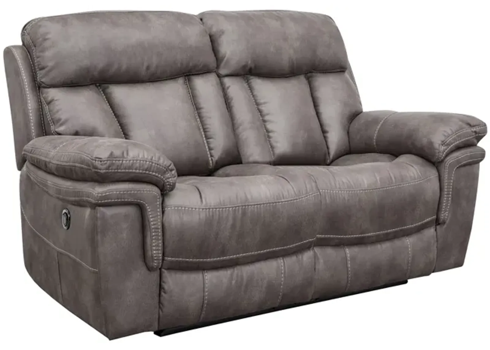 Estelle Power Loveseat in Gunmetal Fabric