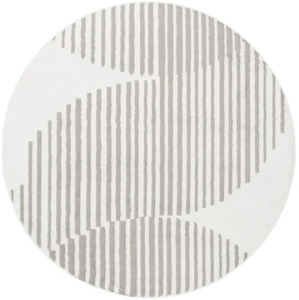 PYRAMID 243 IVORY  6'-7' x 6'-7' Round Round Rug