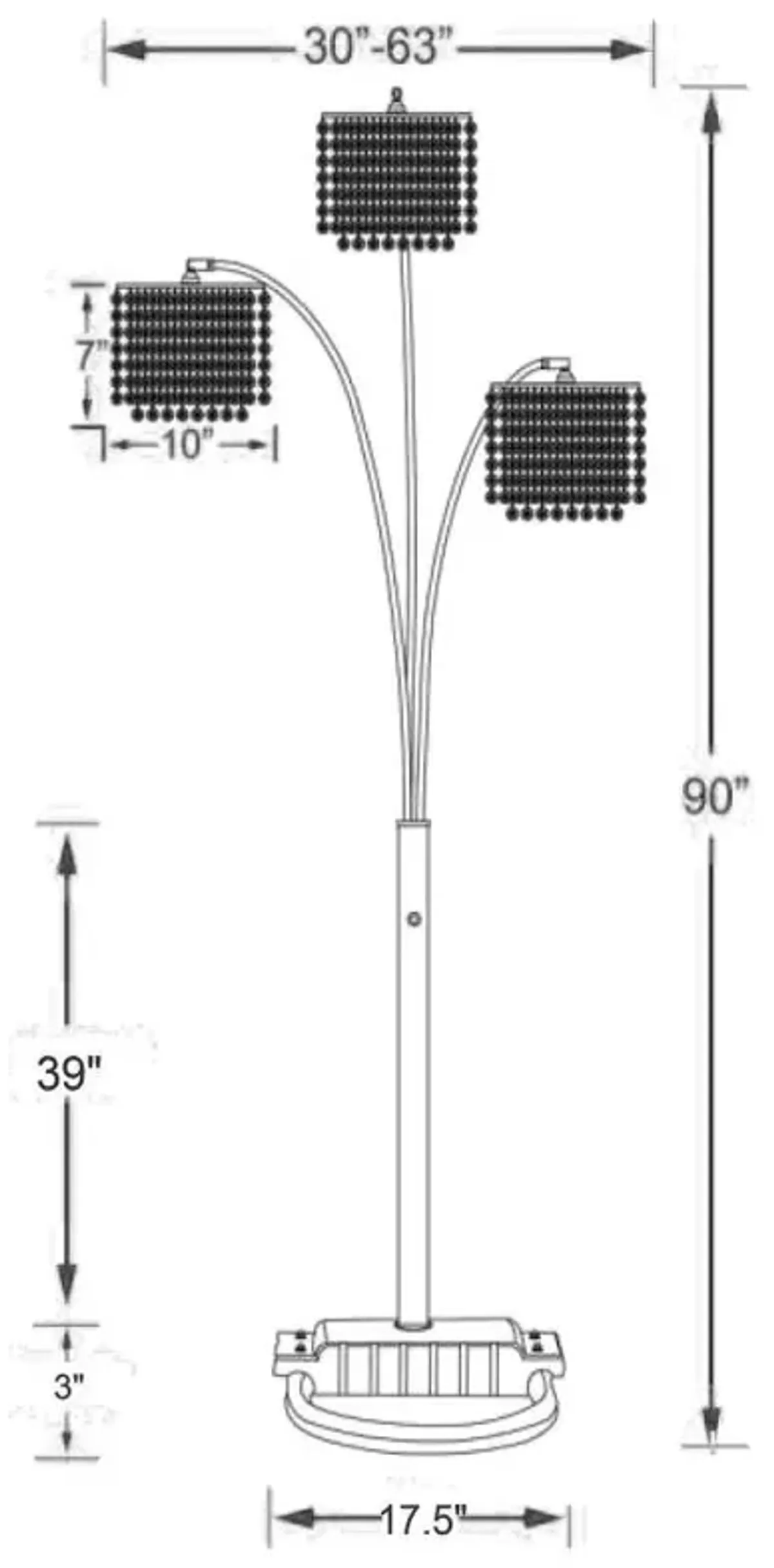 Miriam Crystal Drop Shade Floor Lamp Chrome