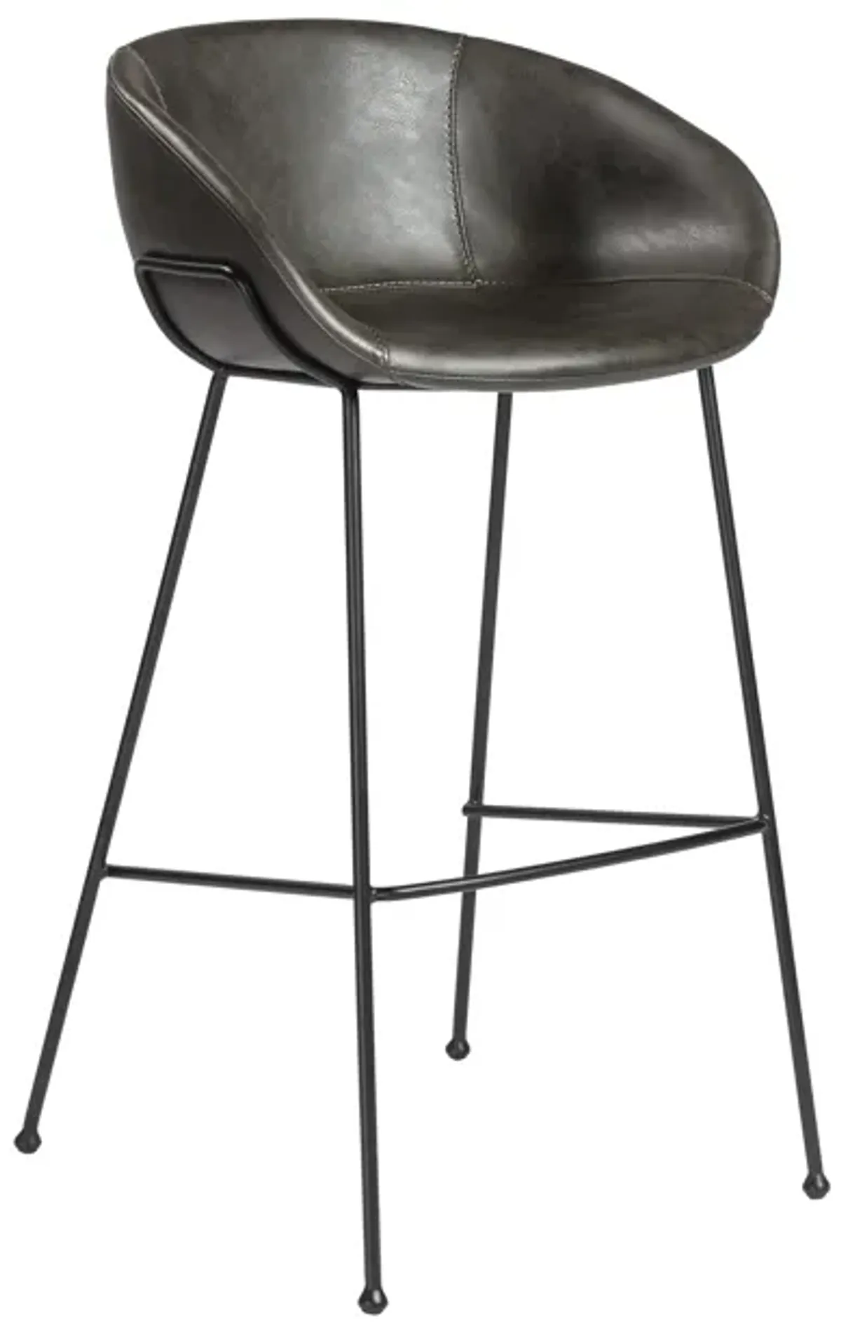 Zach-B Bar Stool with Dark Gray Leatherette and Matte Black Powder Coated Steel Frame and Legs - Set of 2