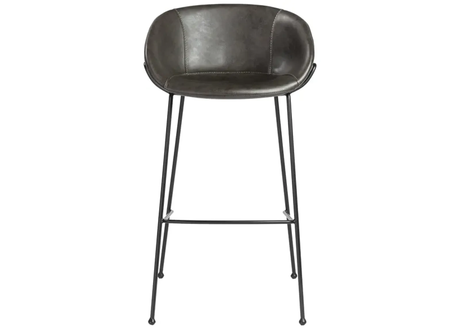 Zach-B Bar Stool with Dark Gray Leatherette and Matte Black Powder Coated Steel Frame and Legs - Set of 2