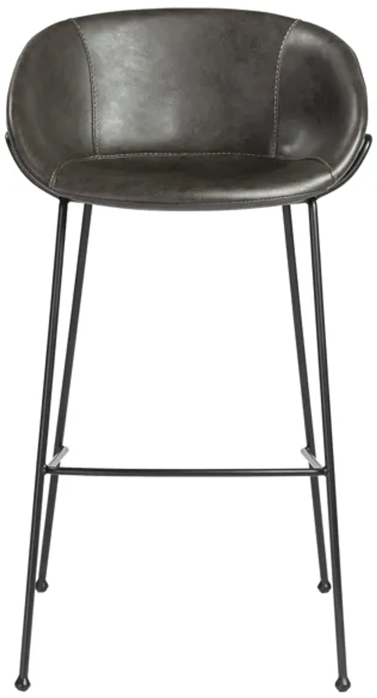 Zach-B Bar Stool with Dark Gray Leatherette and Matte Black Powder Coated Steel Frame and Legs - Set of 2