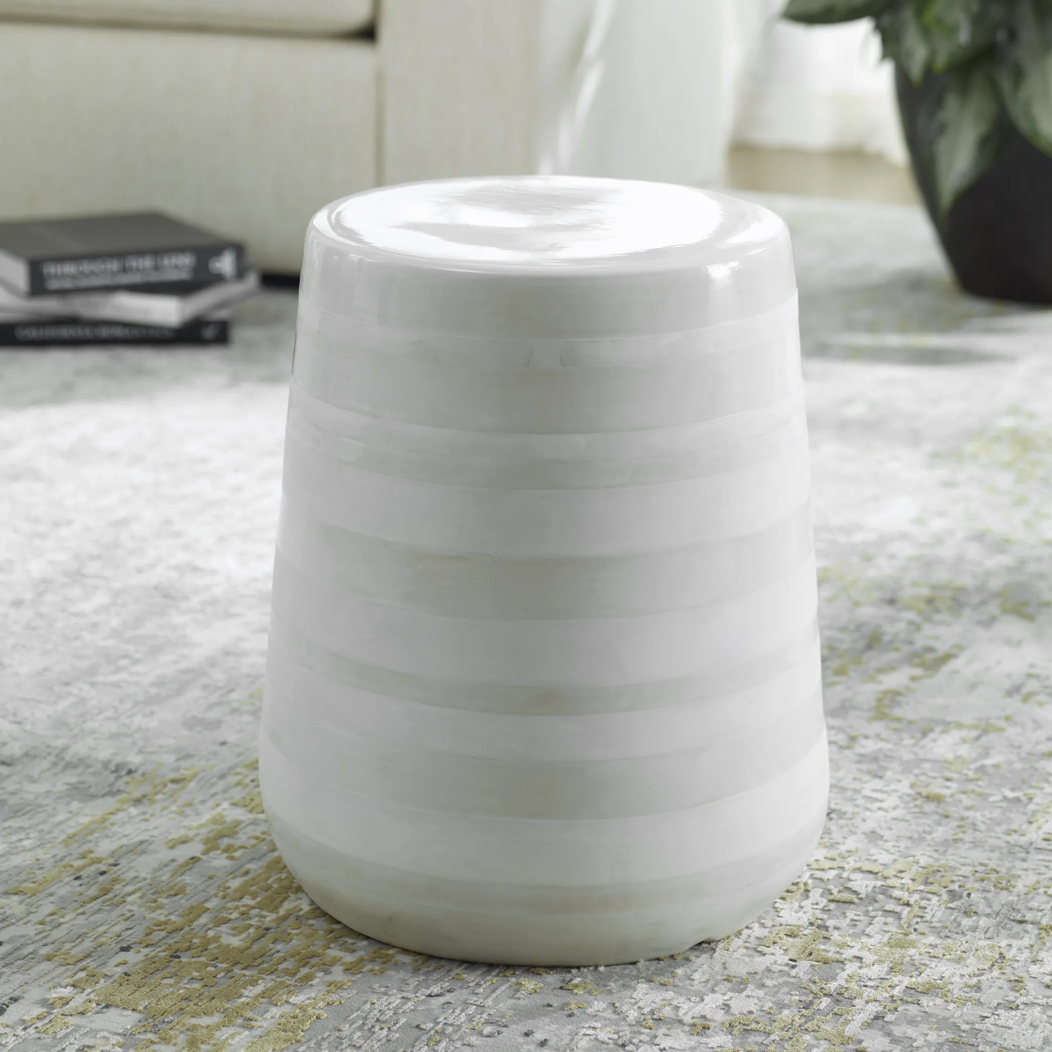 Desert Plains White Glaze Garden Stool