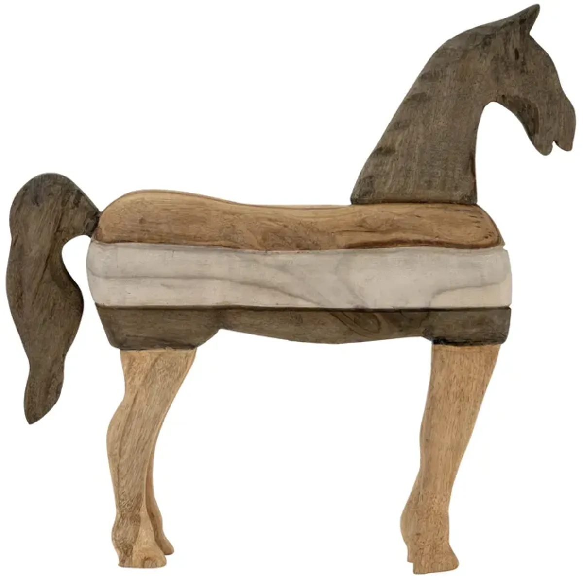 Mago Wood 14", Horse Sculputure, Dark Brown