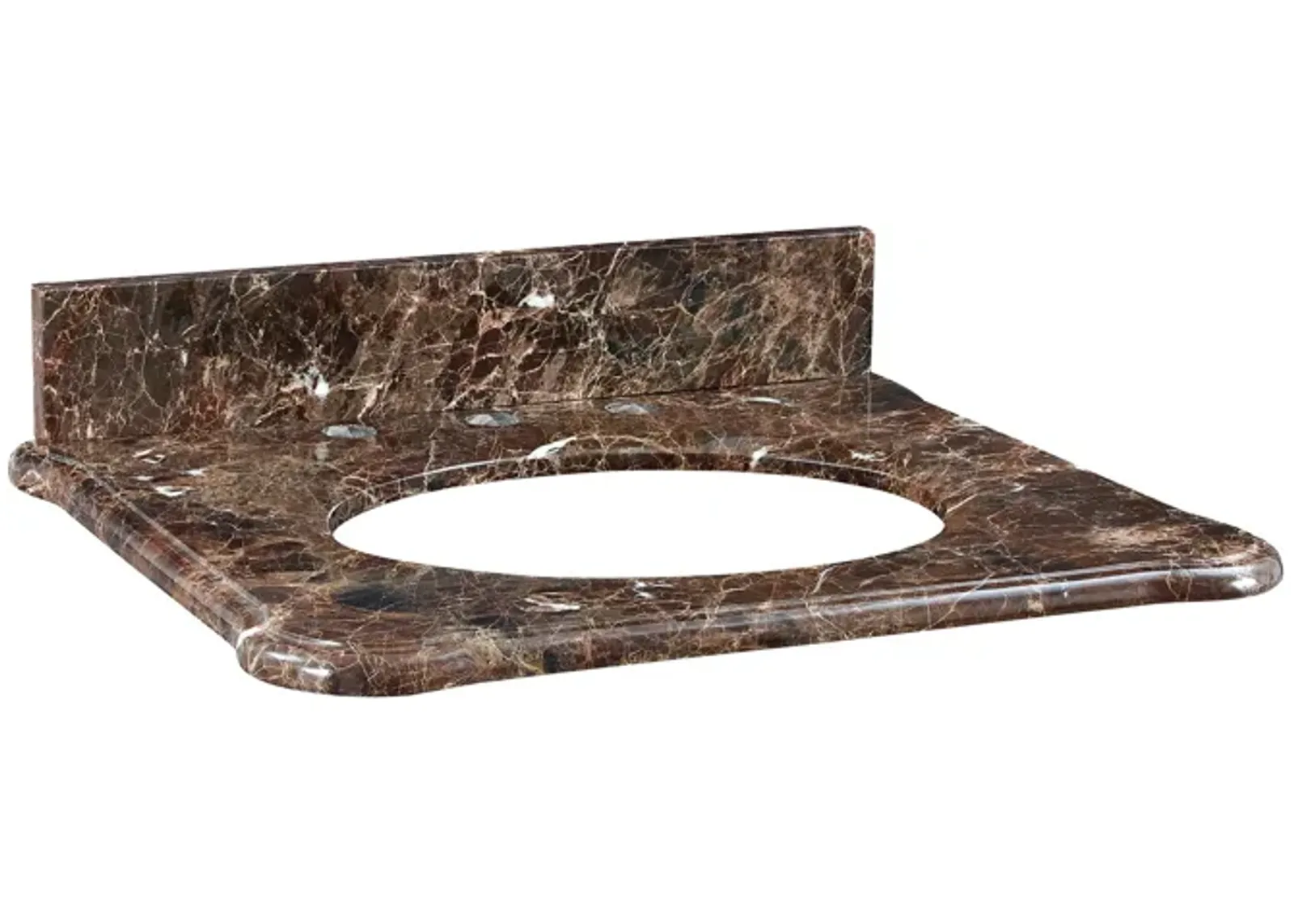 Malago 25-inch Stone Top - Dark Emperador Marble for Oval Undermount Sink