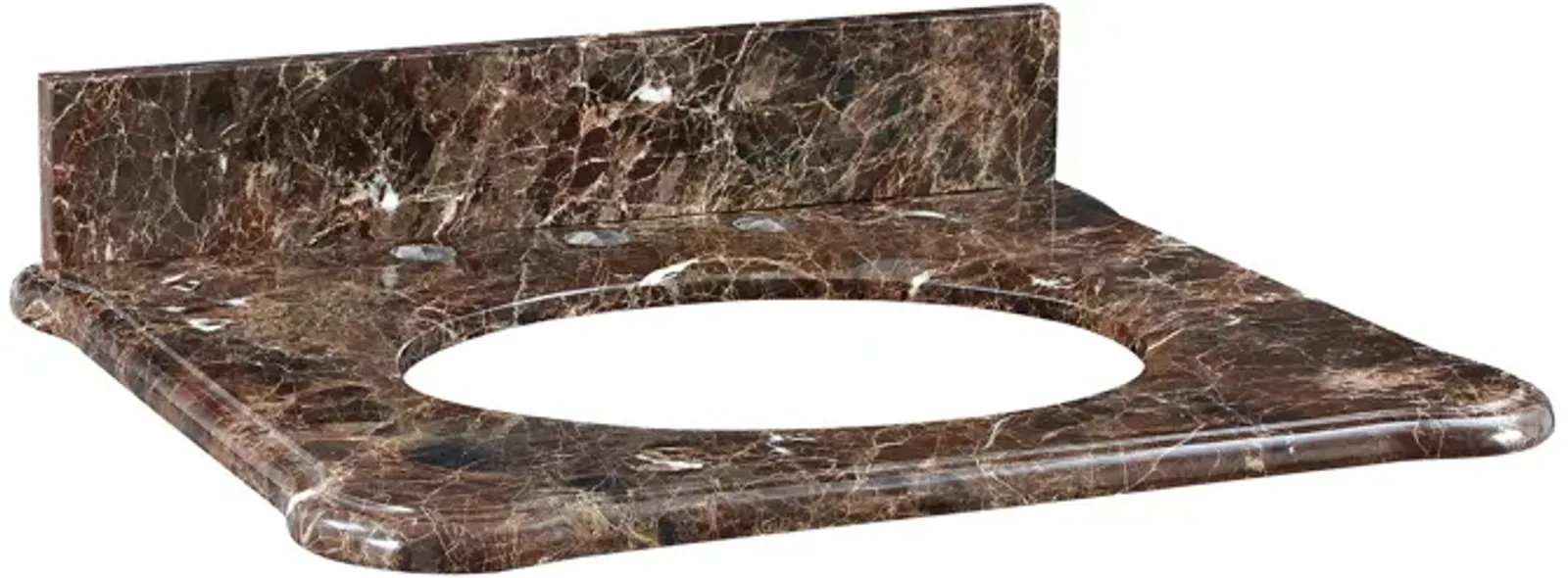 Malago 25-inch Stone Top - Dark Emperador Marble for Oval Undermount Sink