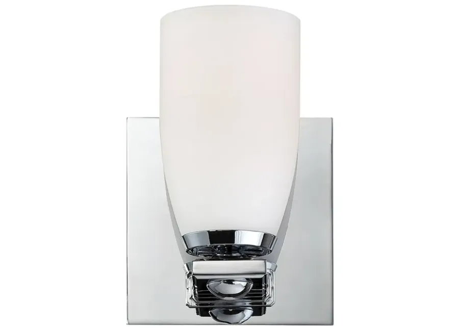 Sphere 1-Light Vanity Sconce in Chrome with White Opal Glass