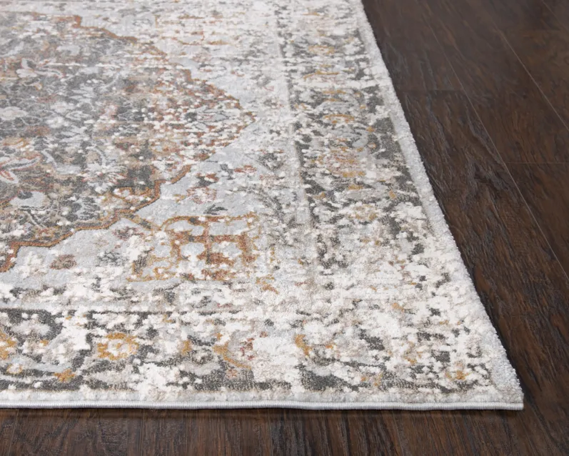 Bristol Beige/Copper Broken Medallion Polypropylene/Polyester 2'7" x 8' Runner Rug